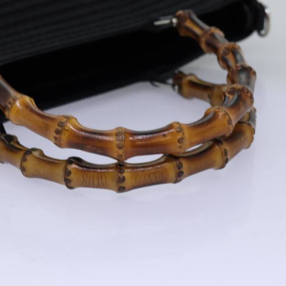 GUCCI Bamboo Hand Bag Canvas Black 002 1998 0441 Auth ep4202 - Picture 7 of 16